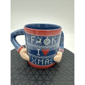 Typo Porcelain Ugly Christmas Sweater Fu$k I Love Xmas Coffee Mug NEW
